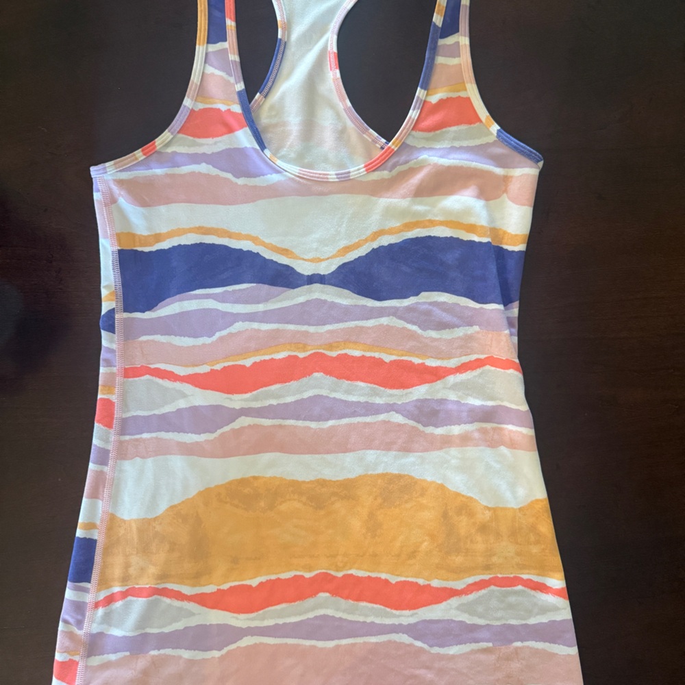 Lululemon Athletica Blue Orange Cut Out Tank Top